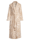 NATORI WOMEN'S CHESTNUT LEOPARD PRINT PLUSH dressing gown
