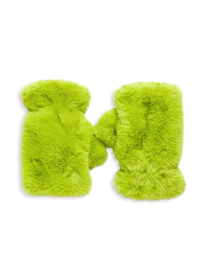 Apparis Ariel Faux Fur Fingerless Gloves In Green