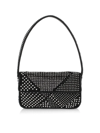 Staud Tommy Gingham Beaded Baguette In Black Pearl
