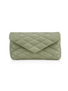 Saint Laurent Large Quilted Leather Envelope Clutch In Light Sage