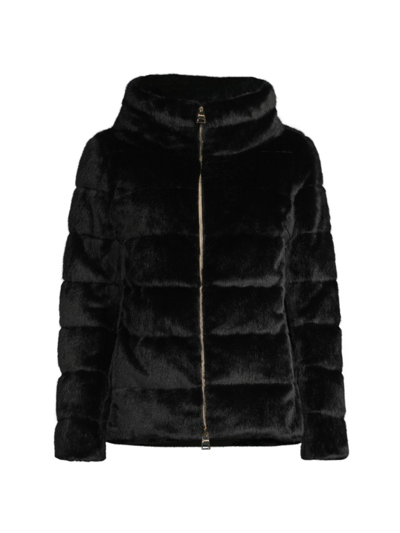 Herno Women's Faux-fur Teddy Down Jacket In Black