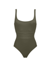 Eres Asia Low-back Roundneck One-piece Swimsuit In Olive Noire