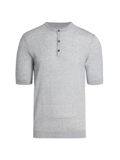 Saks Fifth Avenue Mirage Henley Short-sleeve Shirt In Grey