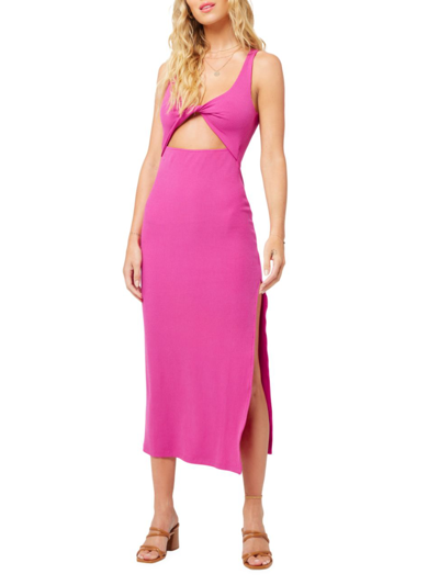 L*space Nico Rib-knit Cut-out Dress In Bougainvillea