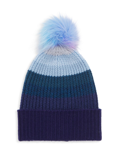 Carolyn Rowan Collection Kids' Girl's Carolyn Rowan X Stephanie Gottlieb Ombré Cashmere Beanie In Blue Ombre