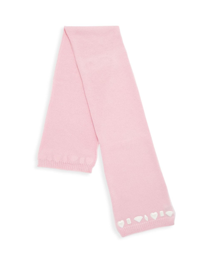 Carolyn Rowan Collection Girl's Carolyn Rowan X Stephanie Gottlieb Collection Kid's Cabochon Pearl Edge Merino Scarf In Light Pink