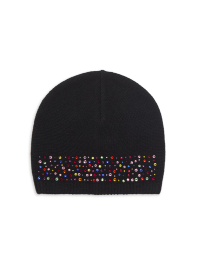 Carolyn Rowan Collection Kids' Girl's Carolyn Rowan X Stephanie Gottlieb Jeweled Cashmere Beanie In Black Rainbow