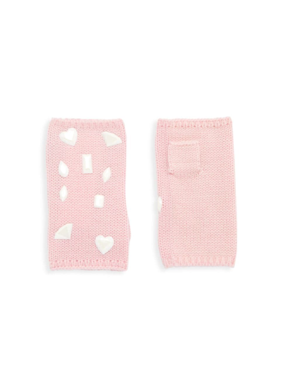 Carolyn Rowan Collection Kids' Girl's Carolyn Rowan X Stephanie Gottlieb Merino Wool Fingerless Gloves In Light Pink