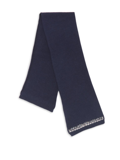 Carolyn Rowan Collection Kids' Girl's Carolyn Rowan X Stephanie Gottlieb Jeweled Cashmere Scarf In Navy