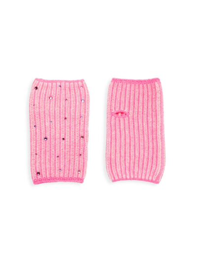 Carolyn Rowan Collection Kids' Girl's Carolyn Rowan X Stephanie Gottlieb Ribbed Fingerless Gloves In Hot Pink