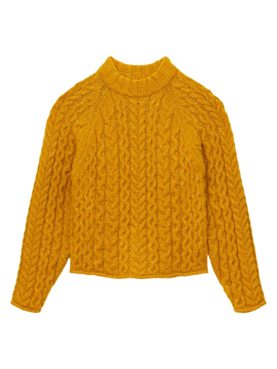 Staud Jerome Cable-knit Sweater In Sunflower