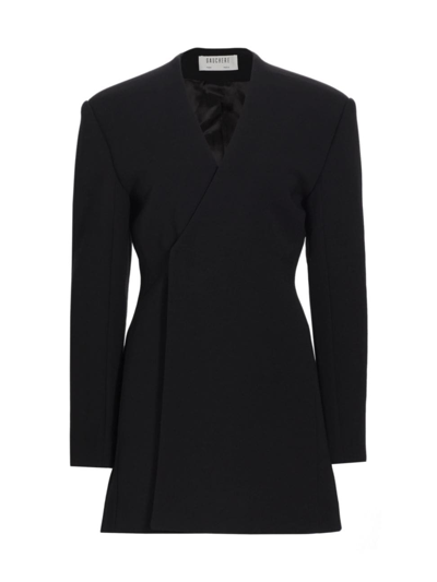 Gauchère Wool Wrap Minidress In Black