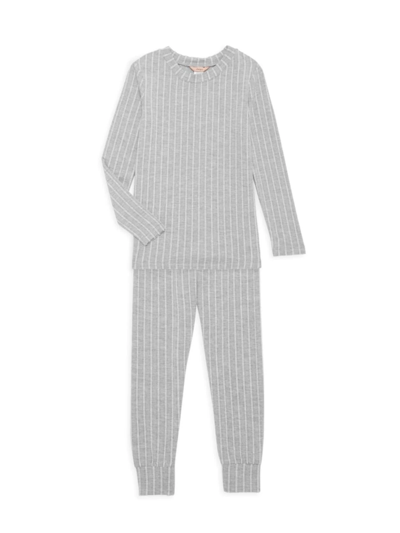 Eberjey Little Kid's & Kid's Mini Gisele Pajama Set In Stripe Heather Grey