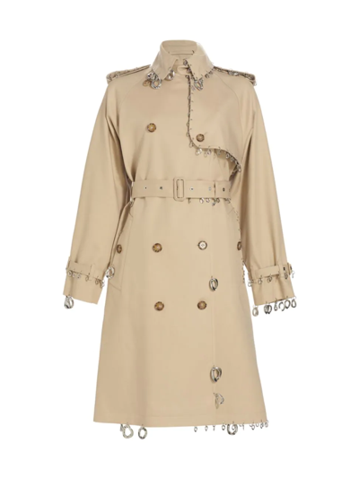 Burberry Chain-embellished Trench Coat In Soft Fawn