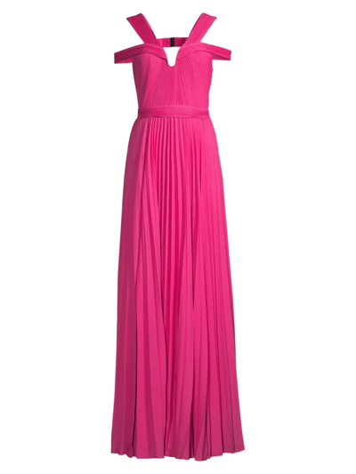 Ungaro Pleated Off-the-shoulder Gown In Rose
