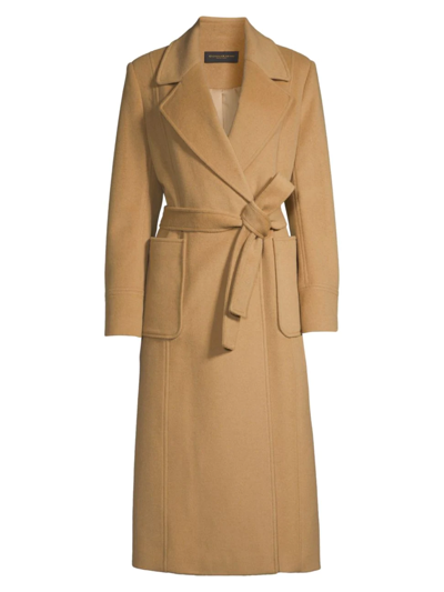 Donna Karan Double-breasted Wool Blend Wrap Coat In Camel | ModeSens
