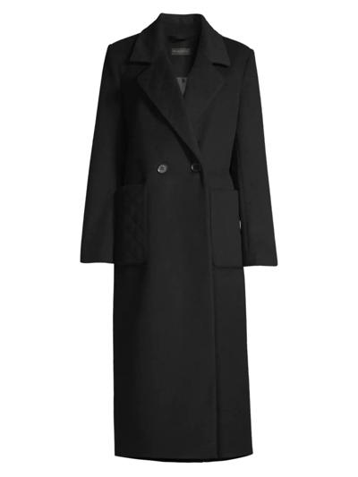 Donna Karan Double-breasted Wool Blend Coat In Black | ModeSens