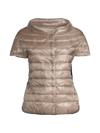 Herno Greta Iconico Cap Sleeve Quilted Down Jacket In Taupe