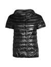 Herno Short-sleeve Snap-front Quilted Puffer Jacket In Black