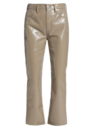 Citizens Of Humanity Isola Patent Leather Bootcut Trousers In Tan