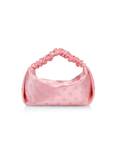 Alexander Wang Scrunchie Mini Logo Embellished Satin Clutch In Pink