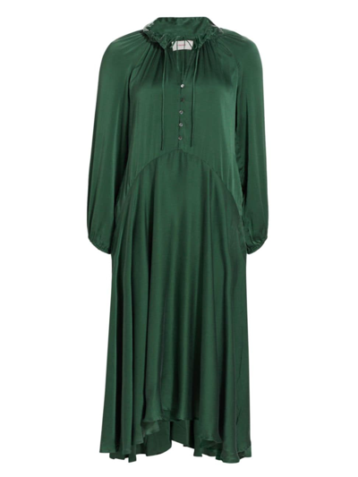 Xirena Eva Silk Charmeuse Asymmetric Midi-dress In Green