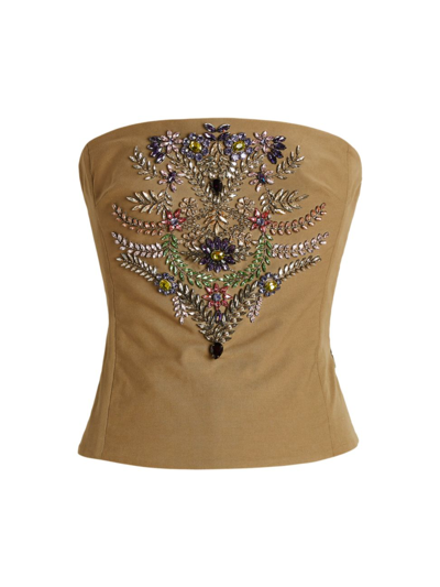 Ralph Lauren Cailin Strapless Beaded Bustier In Lichen Green