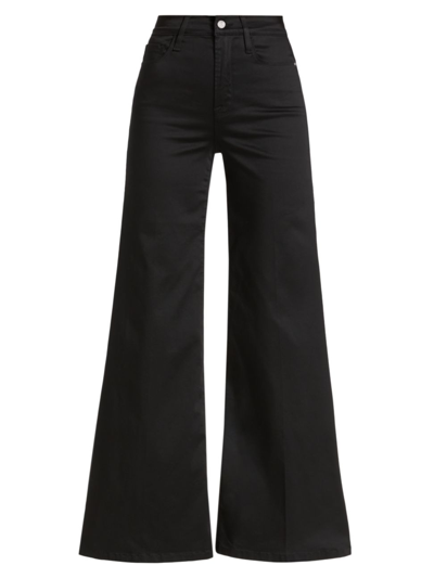 Frame Le Palazzo Sateen High-rise Jeans In Black