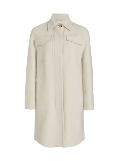 Vince Double Wool Shirt Coat In Horchata