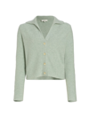 Vince Polo Buttoned Cardigan In Mint Glass