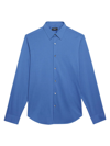 Theory Sylvain Structure Knit Regular Fit Shirt In Atlantic Blue