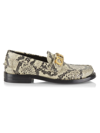 GUCCI WOMEN'S LOGO PYTHON-EMBOSSED LEATHER MOCCASIN LOAFERS