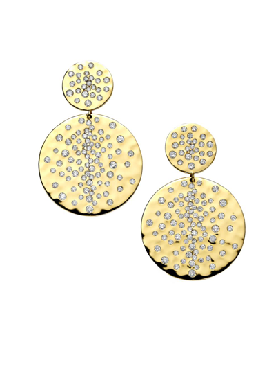 Ippolita 18k Yellow Gold Stardust Diamond Scatter Cluster Double Disc Drop Earrings