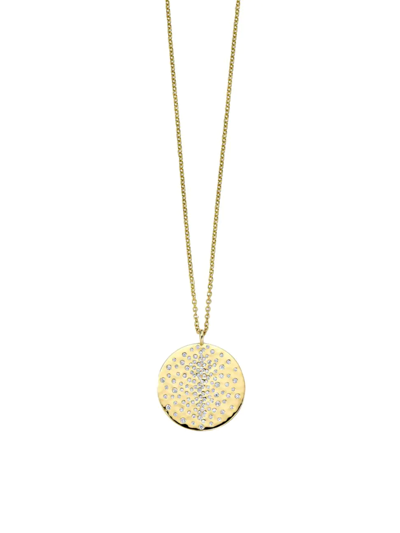 Ippolita 18k Yellow Gold Stardust Diamond Scatter Cluster Disc Pendant Necklace, 16-18