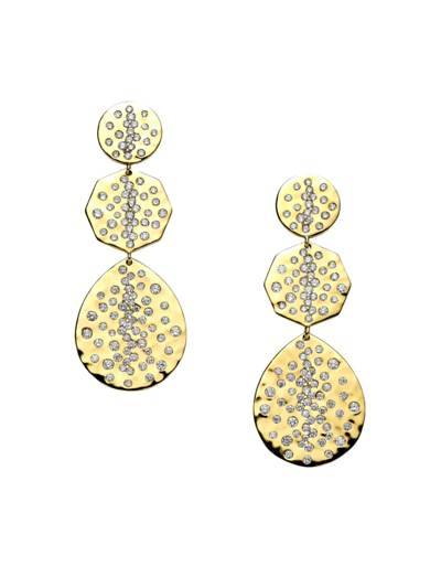 Ippolita 18k Yellow Gold Stardust Diamond Scatter Cluster Triple Drop Earrings