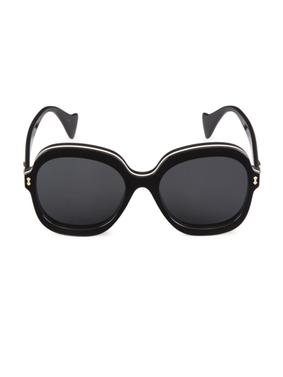 Gucci Outline 57mm Butterfly Acetate Sunglasses In Black