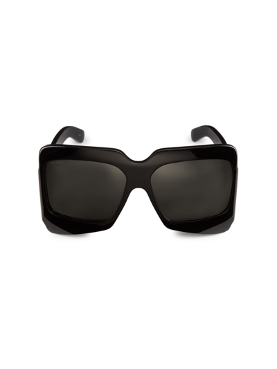 Gucci Fashion Show 65mm Rectangular Acetate Sunglasses In Black