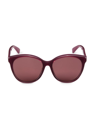 Gucci Symbols 57mm Round Acetate Sunglasses In Burgundy
