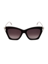 Alexander Mcqueen Women's Skull Hinge Combi 53mm Cat-eye Acetate Sunglasses In Black
