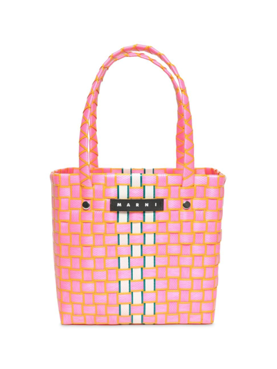 Marni Kids' Box Basket Bag Rosa Con Logo In Pink