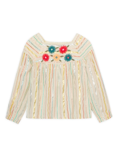 Peek Kids' Littel Girl's & Girl's Embroidered Tunic Top In Neutral