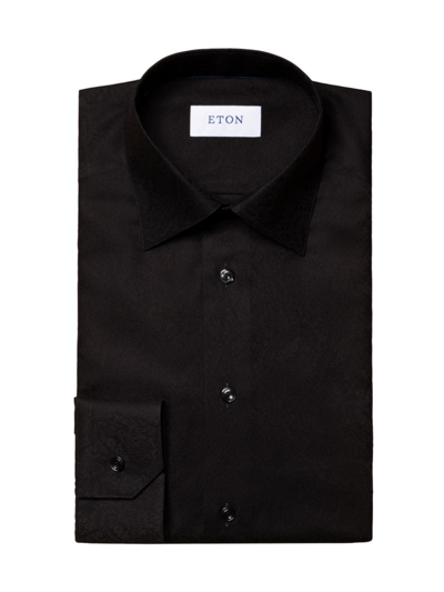 Eton Slim-fit Jacquard Paisley Dress Shirt In Black