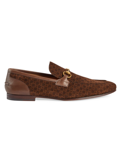 Gucci Velvet Jordaan Gg Loafers In Brown