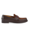 Gucci Kaveh Webbing-trimmed Leather Loafers In Brown