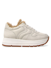 VOILE BLANCHE WOMEN'S VOILE BLANCHE MARAN LEATHER & SHEARLING PLATFORM SNEAKER