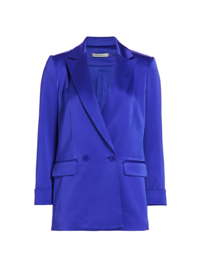 Alice And Olivia Justin Roll-cuff Double-breasted Blazer In Blue