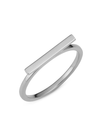 Oradina 14k White Solid Gold Brooklyn Bar Ring In White Gold