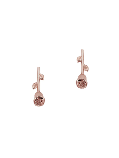 Oradina 14k Rose Solid Gold Kiss From A Rose Studs In Rose Gold