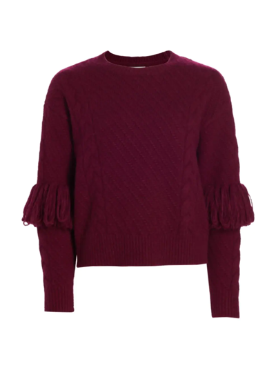 Elie Tahari Fringe Wool-blend Sweater In Red