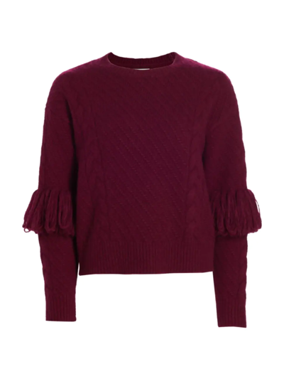 Elie Tahari Fringe Wool-blend Jumper In Red